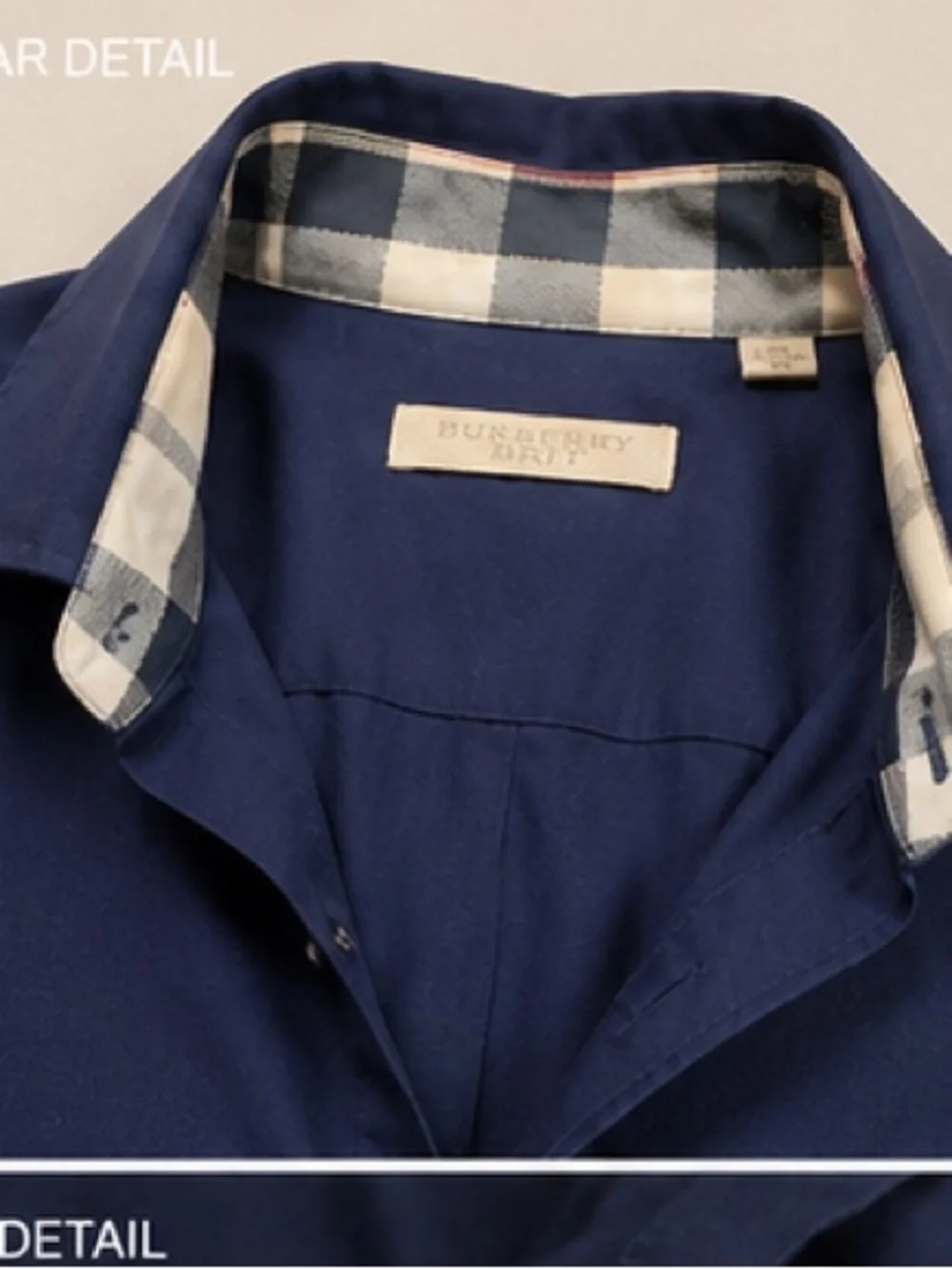 Burberry Navy Long-Sleeve Dress Shirt with Contrast Trim - Picture 3 of 8